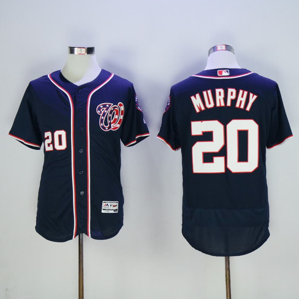 Men Washington Nationals 20 Murphy Blue MLB Jerseys